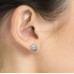E088W Sparkling 8mm Crystal Cluster Ball Earrings - White